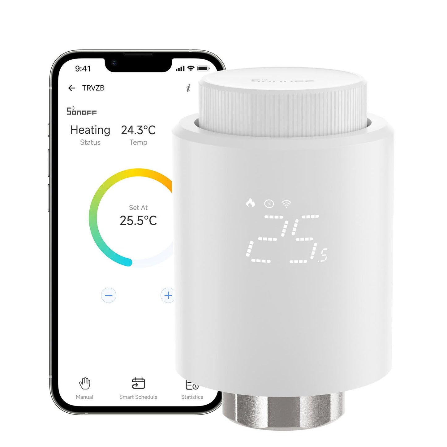 SONOFF Zigbee Thermostatic Radiator Valve, TRVZB, Add-On Smart Radiator Valve For Smart Home Control, Easy Installation, Save Heating Costs, Works-0