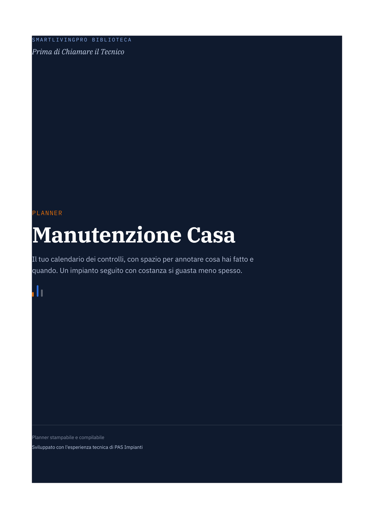 Copertina Planner Manutenzione Casa — collana SmartLivingPro Biblioteca