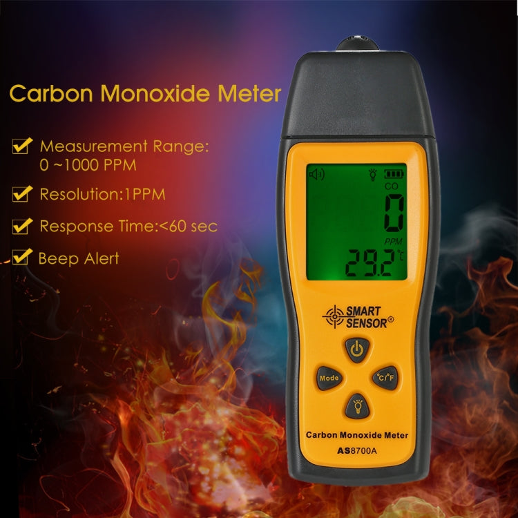 Smart Sensor AS8700A Handheld Carbon Monoxide Meter High Precision Digital CO Leak Detector Analyzer,  Sound  Light Alarm, Range: 0-1000ppm-4